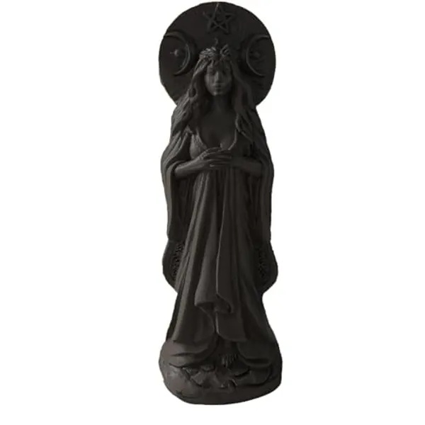 JUAPL Selene Moon Goddess Statue, Luna Norse Goddess, Pagan Statue, Wicca Statue, Wicca Altar, Moon Statue, Moon Witch,Tabletop Ornament (Black) - Black