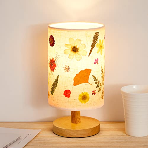 Hortsun Bedside Lamp Pressed Flower Bedside Lamp Pressed Flowers Lampshade Lamp for Table Living Room Dorm Home Office (Modern Style,1 Pcs) - 1 - Modern Style