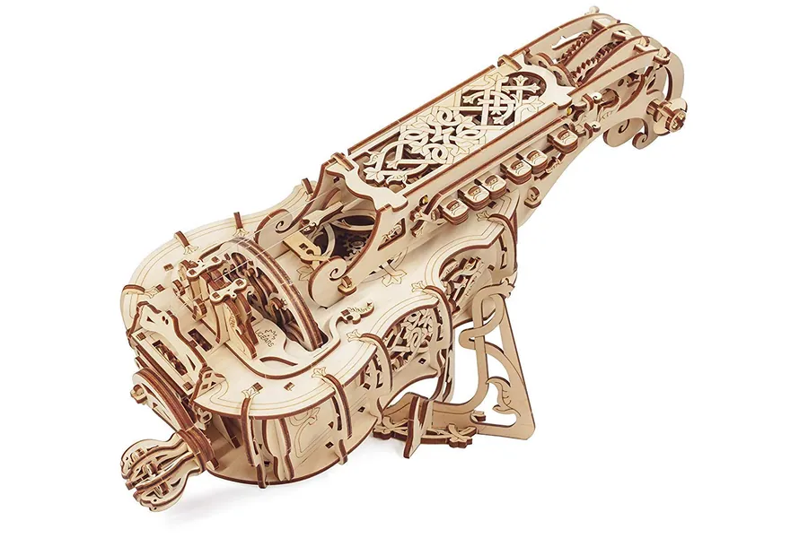 UGEARS Hurdy Gurdy 3D Wooden Puzzle – Musical Instrument Wooden Mechanical Model Kit to Build - DIY Puzzle Medieval Music - Brain Teaser Building Set for Adults and Kids
