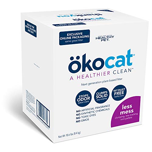 ökocat Less Mess Natural Wood Clumping Cat Litter Mini-Pellets, Great for Long-Hair Breeds, 18.6 lbs, Large - Large - Less Mess