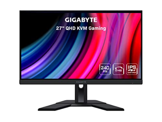 GIGABYTE M27Q X 27" 240Hz 1440P -KVM Gaming -Monitor, 2560 x 1440 SS IPS Display, 1ms (MPRT) Response Time, 92% DCI-P3, 1x Display Port 1.4, 2x HDMI 2.0, 2x USB 3.0, 1x USB Type-C - QHD | 240Hz 1ms | 27" | KVM