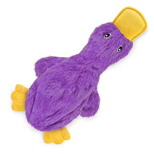 Best Pet Supplies Crinkle Dog Toy for Small, Medium, and Large Breeds, Cute No Stuffing Duck with Soft Squeaker, Fun for Indoor Puppies and Senior Pups, Plush No Mess Chew and Play - Light Purple - aCrinkle Duck (Light Purple) - Large