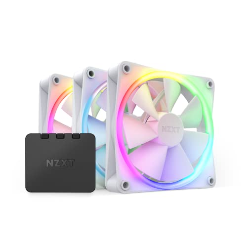 NZXT F120 RGB Fans - RF-R12TF-W1 - Advanced RGB Lighting Customization - Whisper Quiet Cooling - Triple (RGB Fan & Controller Included) - 120mm Fan - White - White - 120mm - Triple Pack - Fans
