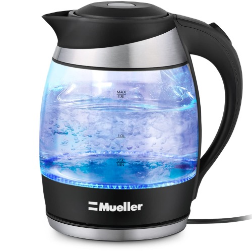 Mueller Ultra Kettle: Model No. M99S 1500W Electric Kettle with SpeedBoil Tech, 1.8 Liter Cordless with LED Light, Borosilicate Glass, Auto Shut-Off and Boil-Dry Protection - 