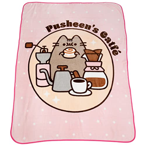 CultureFly Pusheen Catfe Kawaii Chibi Style Neko Throw Blanket, PUI041ACFS, Pink
