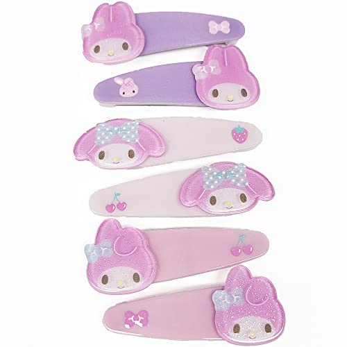My Melody Hair Pin Clips Accessories 6pcs Set (5 x 2 cm) - Cute Hair Clip Barrettes (3 Designs, 2 pcs per Design) - Adorable, Secure Hold, Perfect for Gifts, Women & Girls