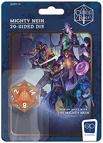 USAOPOLY Critical Role Polyhedral Die | Collectible d20 with The Mighty Nein Emblem | Officially Licensed 20-Sided Die | Great for Dungeons and Dragons or Game Night Multicolor AC139-516-002105-12