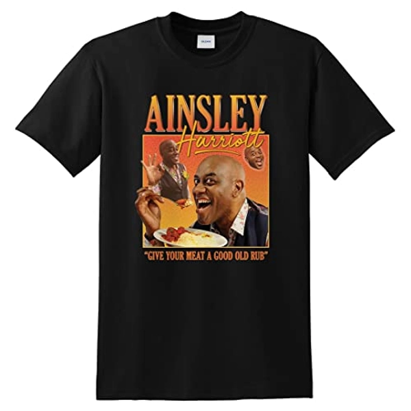 Sanfran Clothing Ainsley Harriott Homage Funny UK Gift TV Fan 90's Cook Legend Meme T-Shirt - XXL - Black