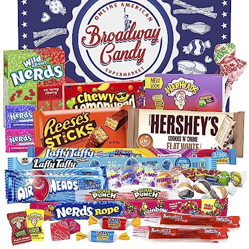 Broadway Candy American Sweets Gift Box - Sweet Box Chocolate Hamper for Kids & Adults - American Candies for Birthday, Christmas, Thanksgiving, Halloween - Heavenly Sweets Selection
