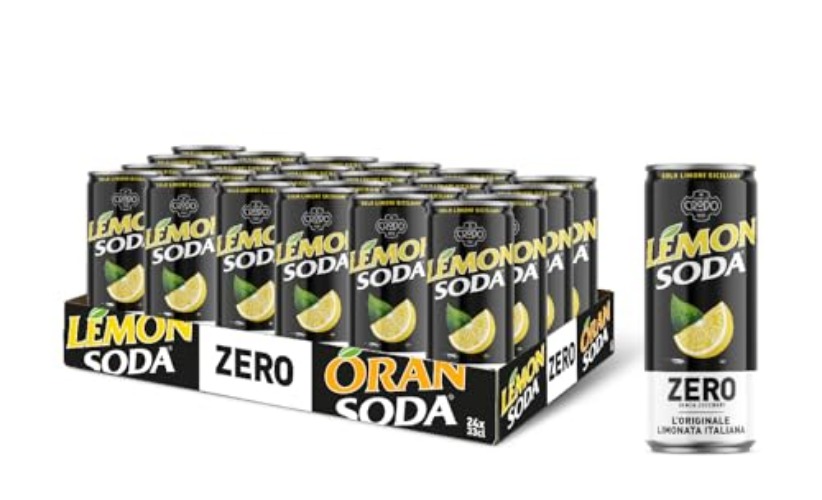 Lemonsoda Zero | Bevanda Gassata al Limone Senza Zuccheri, 24 Lattine da 33 cl, L'originale Limonata Italiana, Rinfrescante, con Succo di Limoni Siciliani, Senza Coloranti