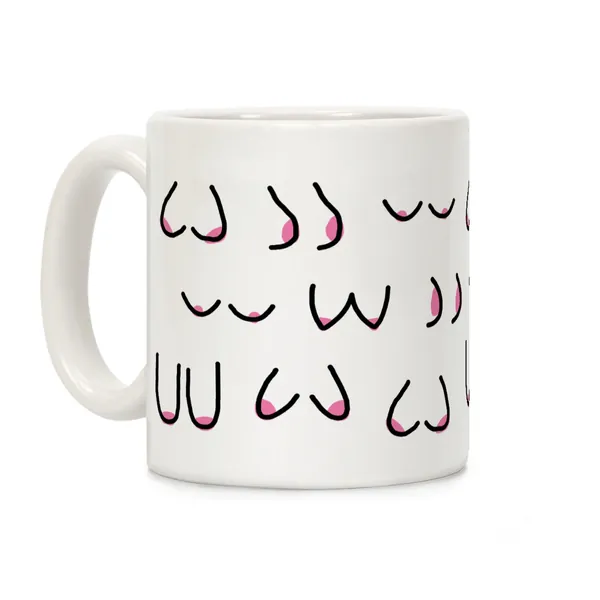 LookHUMAN Doodle Boobs White 11 Ounce Ceramic Coffee Mug