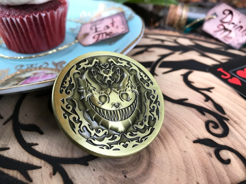 Lovecraft and Alice in Wonderland Inspired Cheshire Cat Coin