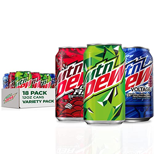 Mountain Dew 3 Flavor Core Variety Pack (Dew, Code Red, Voltage), 12 Fl Oz (Pack of 18) - Code Red Variety Pack - 12 Fl Oz (Pack of 18)