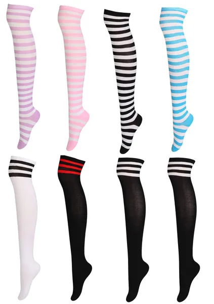 8 Pairs - Variety Thigh High Socks