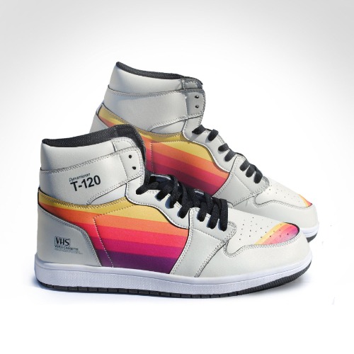 1988 VHS T-120 Retrowave Sneakers | 12 Men / White