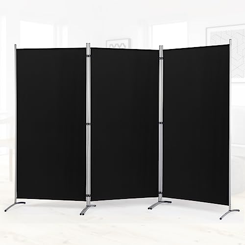 RANTILA 3 Panel Privacy Screen, 6 Ft Tall Folding Privacy Screen Room Dividers, Freestanding Room Partition Wall Dividers, 102''W x 20''D x 71''H, Black - Black - 3 Panel