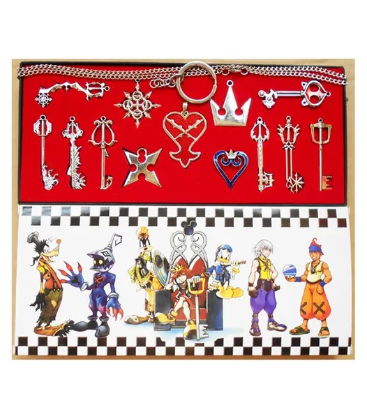 Kingdom Hearts 2 Schlüsselanhänger Halskette Set 13pcs Cosplay Zubehör Silber - 