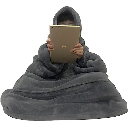 C hello cloud Oversized Hoodie Decke, Wearable Blanket Sweatshirt, Ultra Soft Sherpa Fleece Bequemer Kuschel Hoodie - hellgrau