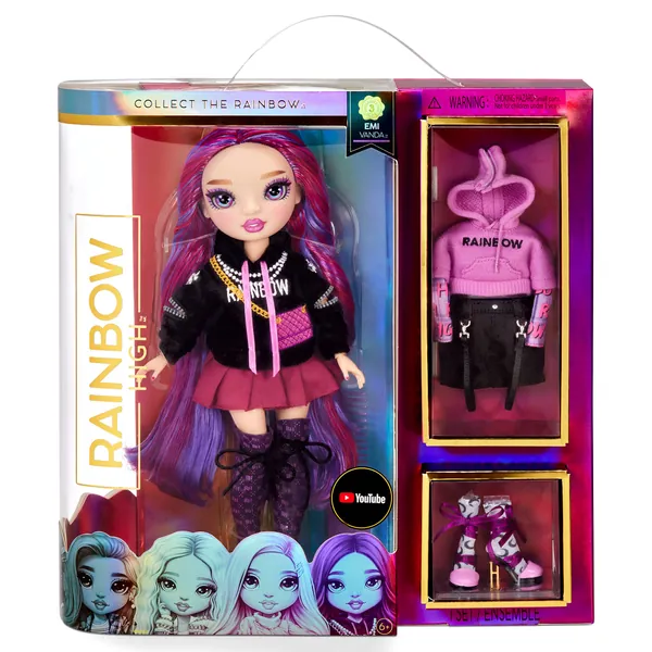 Rainbow High Series 3 EMI Vanda Fashion Doll – Orchid (Deep Purple) with 2 Designer Outfits to Mix & Match with Accessories -