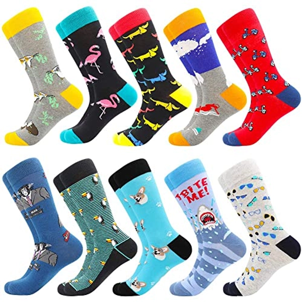 Men's Novelty Socks Men's Fun Dress Socks Colorful Funky Fancy Crazy Funny Casual Socks for Men