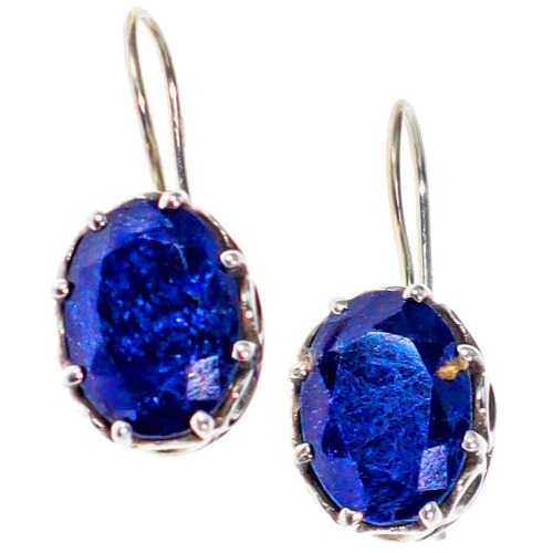 Scrollwork & Lapis Lazuli Gemstone Earrings - Blue / One Size / Female