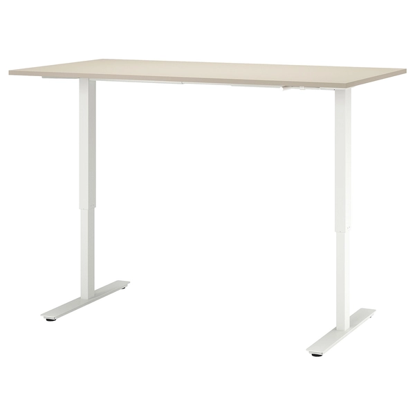 TROTTEN Desk sit/stand - beige/white 160x80 cm (63x31 1/2 ")