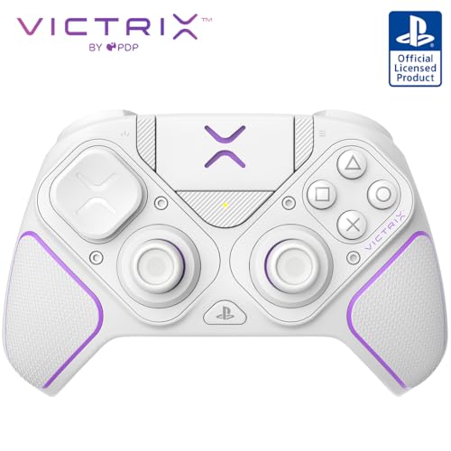 PDP Victrix Pro BFG drahtlos Gaming Controller for Playstation 5 / PS5, PS4, PC, Modular Gamepad, Remappable Buttons, Customizable Triggers/Paddles/D-Pad, PC App White