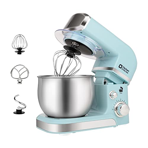 Kitchen in the box Stand Mixer,3.2Qt Small Electric Food Mixer,6 Speeds Portable Lightweight Kitchen Mixer for Daily Use with Egg Whisk,Dough Hook,Flat Beater (Blue) - Blue