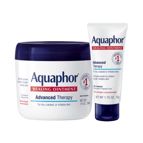Aquaphor Healing Ointment - Variety Pack, Moisturizing Skin Protectant For Dry Cracked Hands, Heels and Elbows - 14 oz. jar + 1.75 oz. tube - 14 Ounce jar + 1.75 Ounce tube