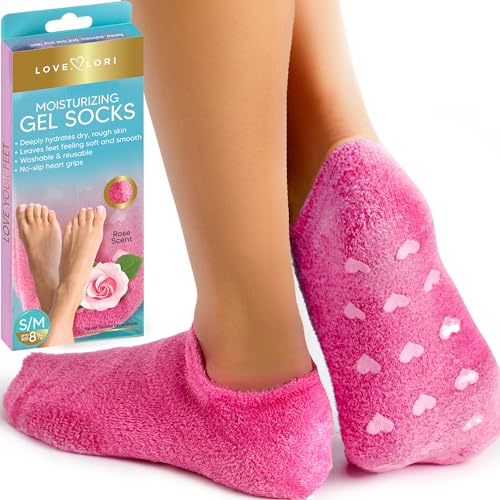 Moisturizing Socks & Gel Socks for Dry Cracked Feet - Foot Care Heel Socks for Dry Cracked Feet - Cracked Heel Repair Treatment – Healthy Feet – Stocking Stuffers for Women (Fits up to Women Size 8.5) - S/M - Pink