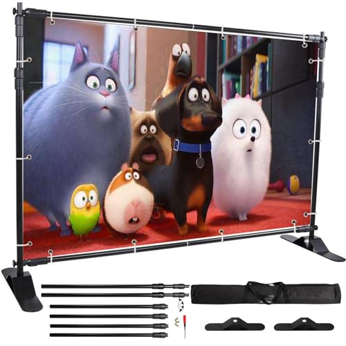 VEVOR Backdrop Banner Stand 8 x 8 Ft Adjustable Heavy Duty Background Stand with Newest Step and Repeat Backdrop Stand for Parties Wedding Photo Booth Trade Show 1 Carrying Bag - 8 x 8 Ft