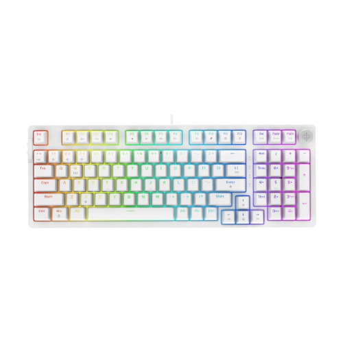 Cosmic Byte CB-GK-41 Phantom Gasket Mechanical RGB Wired Keyboard, Pre-Lubed Outemu Red Switches, 1000Hz Polling, Software, Per-Key RGB, Swappable Switches, Volume Roller, USB C Port (White)