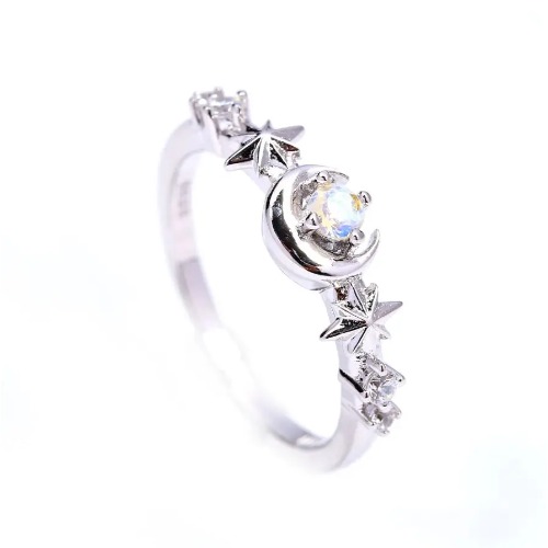 Moonlight Twinkle Dainty Ring - 11 / Silver