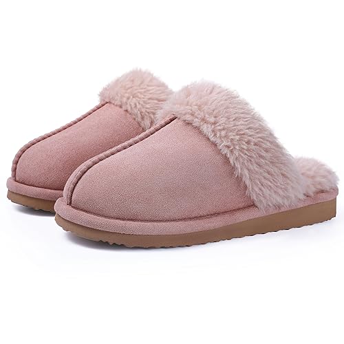 Litfun Women's Fuzzy Memory Foam Slippers Fluffy Winter House Shoes Indoor and Outdoor - 9-10 - Dark Pink