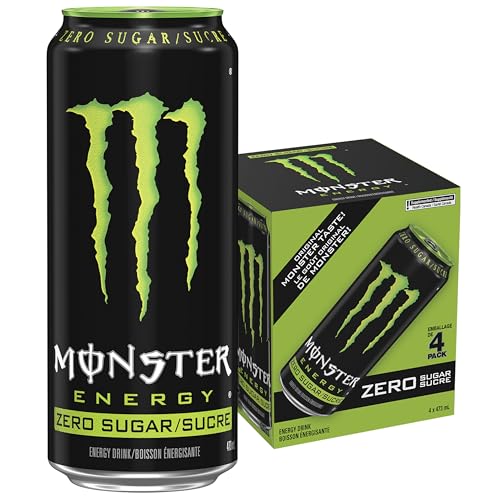 Monster Energy, Zero Sugar, 473mL Cans, Pack of 4