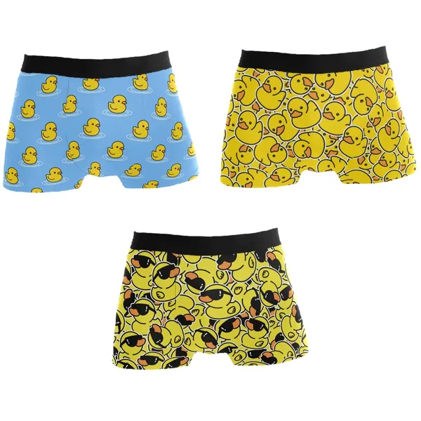 Cute Yellow Duck Cool Men's Underwear Boxer Briefs Stretch Breathable Mens Boxer Briefs Underwear Men 3 Pack Gift Box