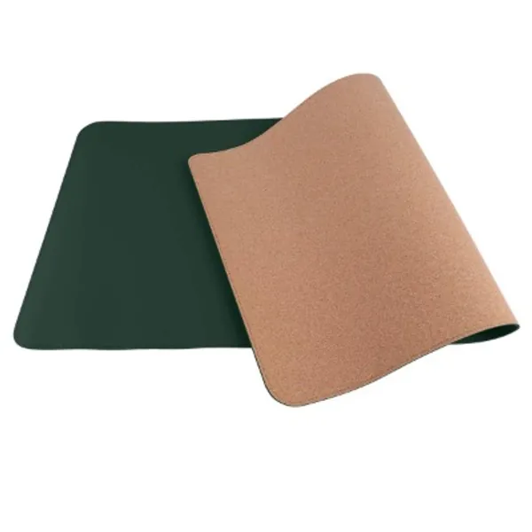 Elehealthy Thicker Double-Sided Desk Pad,Eco-Friendly Natural Cork  Leather Office Desk Mat Mouse Pad Easy to Clean Non Slip PU Leather Desk Protector for Office and Home Gaming (Green, 31.5" x 15.7")