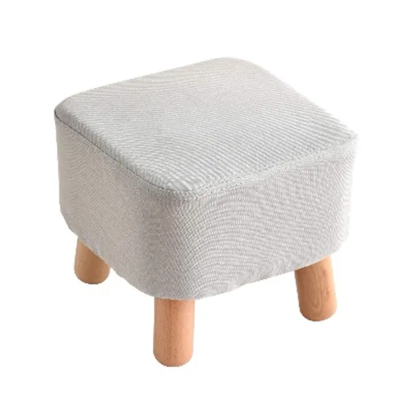 IBUYKE Footstool Solid Wood Ottoman Small Stool Sofa Tea Stool Change Shoes Bench Footrest Stepstool Padded Seat Wooden Legs Living Room Bedroom GL-BD020
