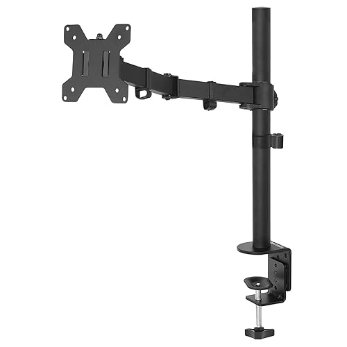 Amazon Basics Single Computer Monitor Stand with Tilt and Rotation, Height Adjustable VESA Desk Arm Mount, Steel, 30 inches, Black - Single