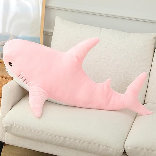 Ryttir 39.4 Inch XXL Giant Shark Stuffed Animals,Chubbier Shark Pillow Soft Shark Plush Shark Body Pillow Stuffed Shark Décor, Perfect Chrismas Stress Relief Gifts for Kids Women - Pink - XX-Large