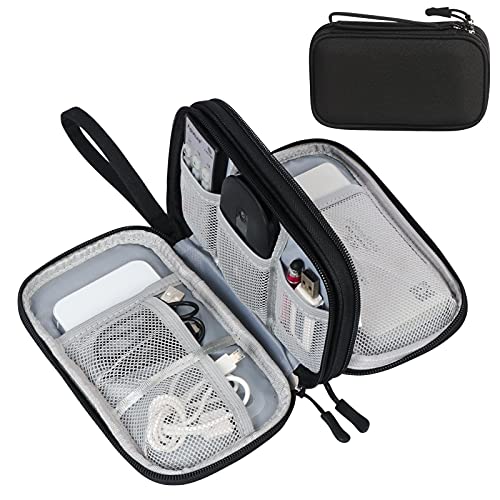 FYY Travel Cable Organizer Pouch Electronic Accessories Carry Case Portable Waterproof Double Layers All-in-One Storage Bag for Cord, Charger, Phone, Earphone Black - Small - Black