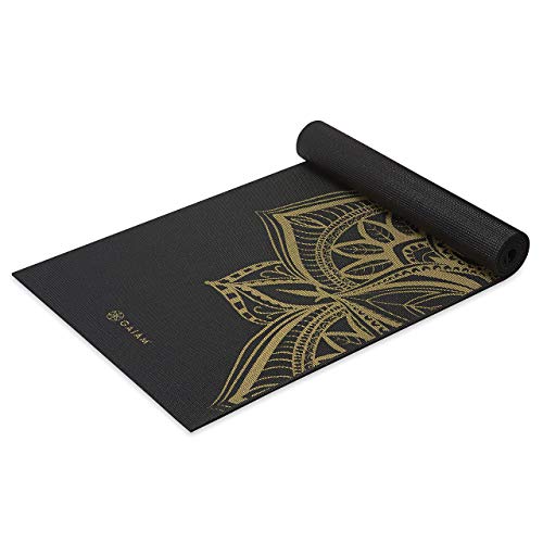 Gaiam Yoga Mat - Premium 6mm Print Extra Thick Non Slip Exercise & Fitness Mat for All Types of Yoga, Pilates & Floor Workouts (68"L x 24"W x 6mm Thick) - Metallic
