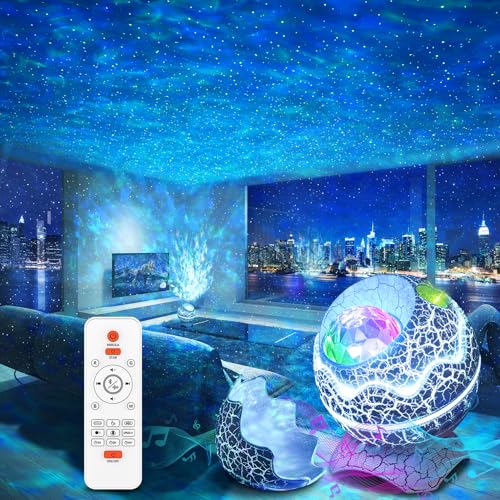 Rossetta Star Projector, Galaxy Projector for Bedroom, Remote Control & White Noise Bluetooth Speaker, 14 Colors LED Night Lights for Kids Room, Adults Home Theater, Party, Living Room Decor - White