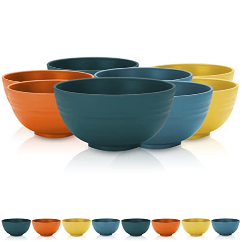 Kyraton Plastic Cereal Bowls 8 Pieces 26 oz, Unbreakable And Reusable Light Weight Bowl For Rice Noodle Soup Snack Salad Fruit BPA Free Dishwasher Safe (Mutil Color) - 1. Mutil Color
