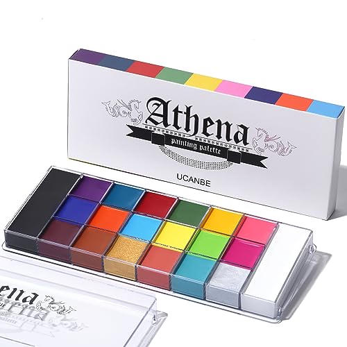 UCANBE Athena Face Body Paint Oil Palette, Professional Flash Non Toxic Safe Tattoo Halloween FX Party Artist Fancy Makeup Painting Kit For Kids and Adult - Athena Painting Palette