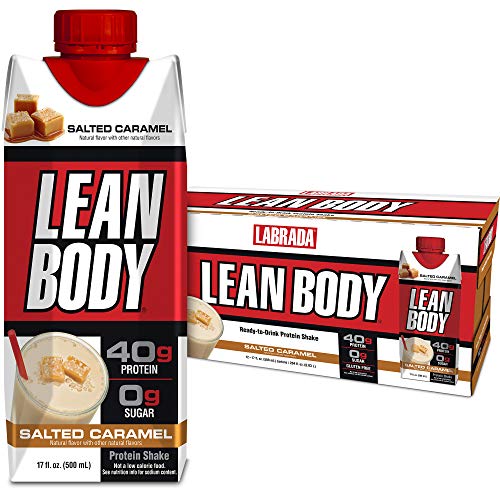 Lean Body Ready-to-Drink Salted Caramel Protein Shake, 40g Protein, Whey Blend, 0 Sugar, Gluten Free, 22 Vitamins & Minerals, 17 Fl Oz (Pack of 12) - Salted Caramel - 17 Fl Oz (Pack of 12)