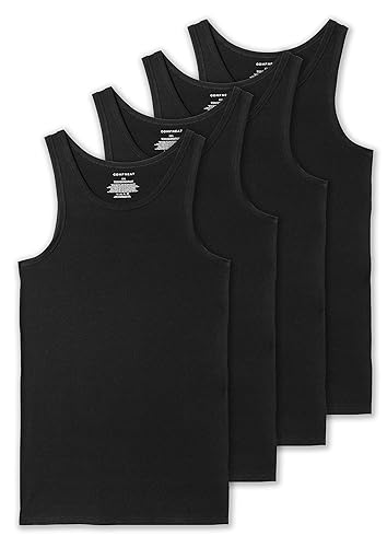 Comfneat Men's 4-Pack Big & Tall Tight Fit A-Shirts Tank Tops Sleeveless Undershirts Stretchy Cotton Spandex Base Layers - 4X-Large - Black 4-pack
