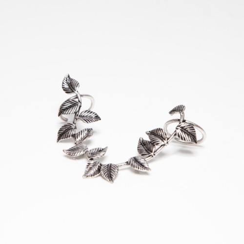 TWO FINGER LEAF RING - SILVER