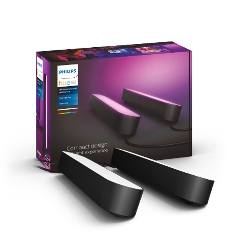 Philips Hue Play Tafellamp 2-Pack Basis Set - Duurzame LED Verlichting - Wit en Gekleurd Licht - Dimbaar - Verbind met Hue Bridge - Werkt met Alexa en Google Home - Zwart