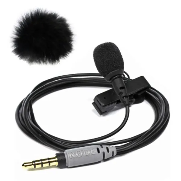 Rode SmartLav+ Lavalier-Mikrofon Schwarz für Smartphone/Tablet + keepdrum Mini Fell-Windschutz
